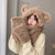 Jennie Bear Designed Winter Warm Fur Hood with Long Neck Scarf & Bear Claw Gloves