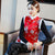Chaleco acolchado chino con borde de piel de brocado floral Cheongsam Top