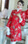 Manteau coupe-vent moulant de style chinois avec col en fourrure de brocart floral