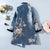 Manteau coupe-vent moulant de style chinois avec col en fourrure de brocart floral