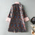 Floral Brocade Fur Edge Chinese Style Knee Length Wind Coat