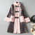 Floral Brocade Fur Edge Chinese Style Knee Length Wind Coat