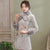 Manteau coupe-vent de style chinois en coton fantaisie avec écharpe et manchette en fourrure