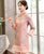 Floral Brocade Fur Edge A-line Cheongsam Wadded Chinese Dress