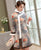 Floral Suede Fur Edge Traditional Cheongsam Wadded Chinese Dress