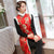 Blumenbrokat knielange chinesische Watteweste chinesisches Kleid