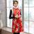 Blumenbrokat knielange chinesische Watteweste chinesisches Kleid