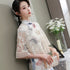 Cheongsam Matched V-Ausschnitt Blumenspitze Schal Umhang Bolero Jacke mit Blumenknopf