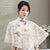 Cheongsam Matched V-Ausschnitt Blumenspitze Schal Umhang Bolero Jacke mit Blumenknopf