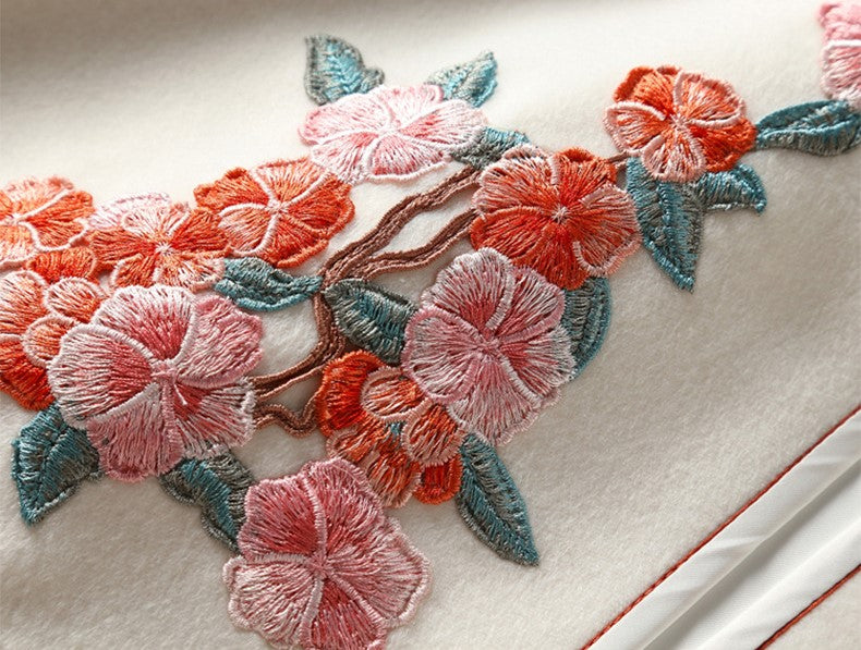 Cheongsam Matched Floral Embroidery Sheep Down Shawl Cloak Bolero Jacket