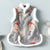 Gilet gilet stile cinese in pelle scamosciata floreale con bordo in pelliccia