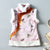 Gilet de style chinois en brocart avec motif papillon et bordure en fourrure
