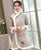 Floral Fancy Cotton Fur Edge Women's Chinese Style Wadded Coat