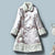 Manteau ouaté floral de style chinois avec bord en fourrure de coton fantaisie