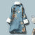 Floral Brocade Fur Edge Women's Chinese Style Wadded Coat