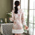 Floral Brocade Fur Edge Women's Chinese Style Wadded Coat with Bowknot Belt