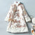 Floral Brocade Fur Edge Women's Chinese Style Wadded Coat with Bowknot Belt