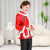 Floral Brocade Fur Edge Women's Chinese Style Wadded Coat with Strap Buttons