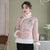 Floral Suede Fur Edge Women's Chinese Style Jacket Wadded Coat