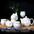 Juego de té de kung fu de porcelana con pintura floral, tazas y tetera, 7 piezas