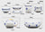 Set da tè Kung Fu in porcellana cinese scavata floreale 11 pezzi