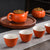 Set da tè Kung Fu in ceramica a forma di zucca Tazze Teiera Barattolo da tè 6 pezzi