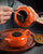 Pumpkin Shape Pottery Kung Fu Tea Set Cups Teapot Tea Canister 6 Pieces