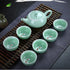 Cyprinus Juego de té de porcelana tallada Kung Fu Tazas Tetera 7 piezas