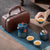 Traditional Japanese Gilding Floral Ceramic Teapot Cups & Caddy Travel Set