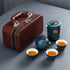 Traditional Japanese Gilding Floral Ceramic Teapot Cups & Caddy Travel Set