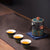Ensemble de voyage de tasses et de caddie de théière en céramique florale de dorure japonaise traditionnelle