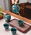 Juego de té de Kungfu chino tradicional de cerámica de talla de loto Juego de viaje