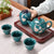Lotus Carving Pottery Set de voyage traditionnel chinois Kungfu Tea Set