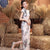 Vestido chino cheongsam tradicional con mangas casquillo para mujeres modernas e intelectuales