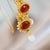 Rote Koralle mit Perlen & Türkis Anhänger Vergoldung Halskette