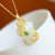 Cheongsam Shape White Jade Pendant Gilding Necklace