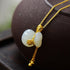 Silk Bag Shape White Jade Pendant Gilding Necklace