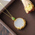 Mirror Shape White Jade Pendant Gilding Necklace