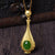 Collier Dorure Pendentif Jade Vert Forme Bouteille