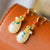 Water Drop Shape White Jade Chinese Style Gilding Earrings