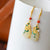 Water Drop Shape White Jade Chinese Style Gilding Earrings