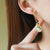 Water Drop Shape White Jade Chinese Style Gilding Earrings