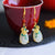 Water Drop Shape White Jade Chinese Style Gilding Earrings