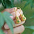 Pendientes dorados estilo chino de jade verde con forma de calabaza