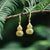 Boucles d'oreilles en dorure de style chinois en jade vert en forme de gourde