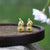 Gourd Shape Green Jade Chinese Style Gilding Earrings