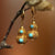 Gourd Shape Turquoise Chinese Style Gilding Earrings