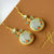 Boucles d'oreilles en jade et dorure de style chinois cloisonné