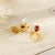 Goldfisch-Form Roter Achat Vergoldete Ohrringe im chinesischen Stil