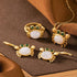 Crab Shape White Jade Chinese Style Gilding Earrings